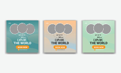 Travel business promotion web banner template design for social media. 