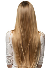 Naklejka premium Stylish woman long hair wig isolated transparent background. back view