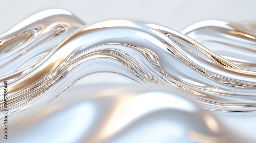 Poster fluid dynamics exploring the beauty and elegance of wave-like metallic forms in modern design and ar