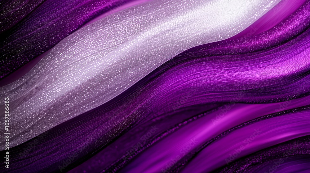 Poster elegant flowing waves of purple and white fabric creating a hypnotic visual experience in abstract d