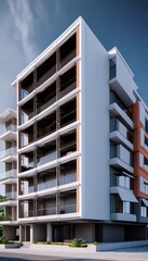 Modern urban apartment building with contemporary architecture