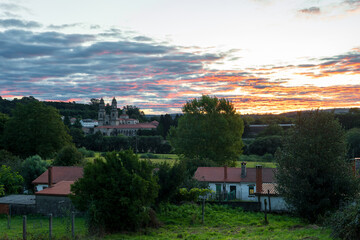 Sunset over a village in spain