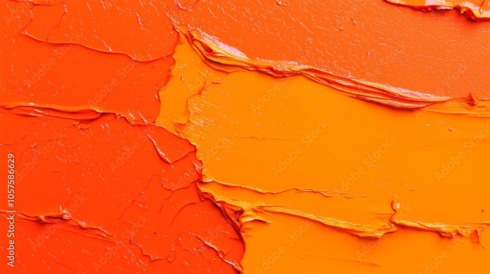 Poster vibrant orange and yellow abstract texture a close-up exploration of paint layers and their intricat