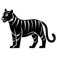 Tiger Black Silhouette Vector illustration Tiger Vector Silhouette on transparent background