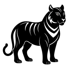 Obraz premium Tiger Black Silhouette Vector illustration Tiger Vector Silhouette on transparent background