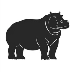 Fototapeta premium Hippopotamus Silhouette, Illustration Isolated On White Background
