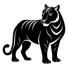 Tiger Black Silhouette Vector illustration Tiger Vector Silhouette on transparent background