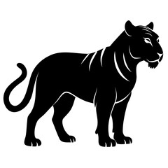 Tiger Black Silhouette Vector illustration Tiger Vector Silhouette on transparent background