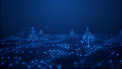 Abstract Circuit Board Pattern in Metallic Silver and Gold Representing Modern Holiday Technology with Copy Space