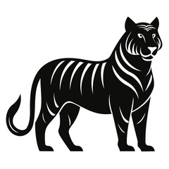Tiger Black Silhouette Vector illustration Tiger Vector Silhouette on transparent background