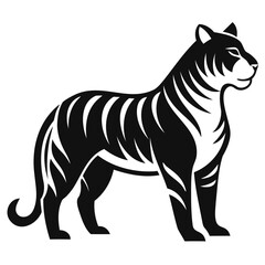 Tiger Black Silhouette Vector illustration Tiger Vector Silhouette on transparent background