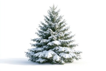 Fototapeta premium spruce covered with snow isolated on white background