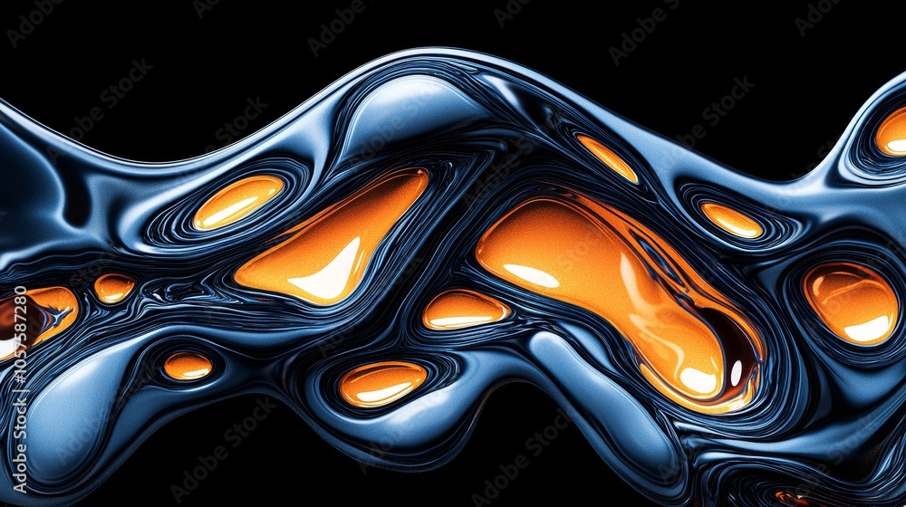Poster dynamic abstract waves a mesmerizing fusion of fluid forms and vibrant colors in modern digital arti