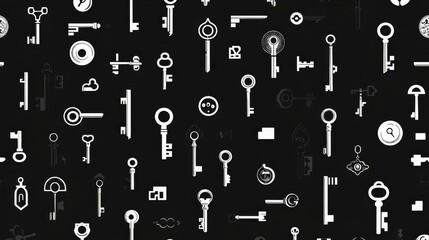 Keys Pattern on Black Background