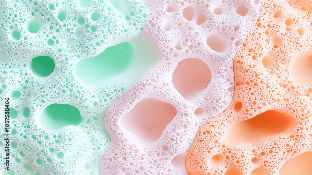 Aufkleber vibrant bubbles and foam patterns in soft pastel colors create a calm and refreshing visual experien