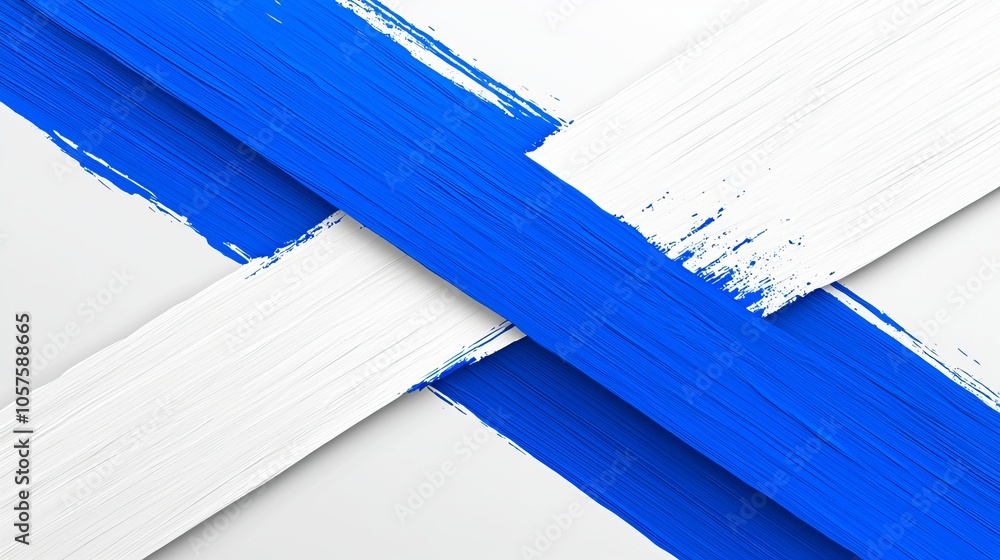 Poster dynamic blue and white brush strokes creating a bold abstract composition on canvas for modern art e