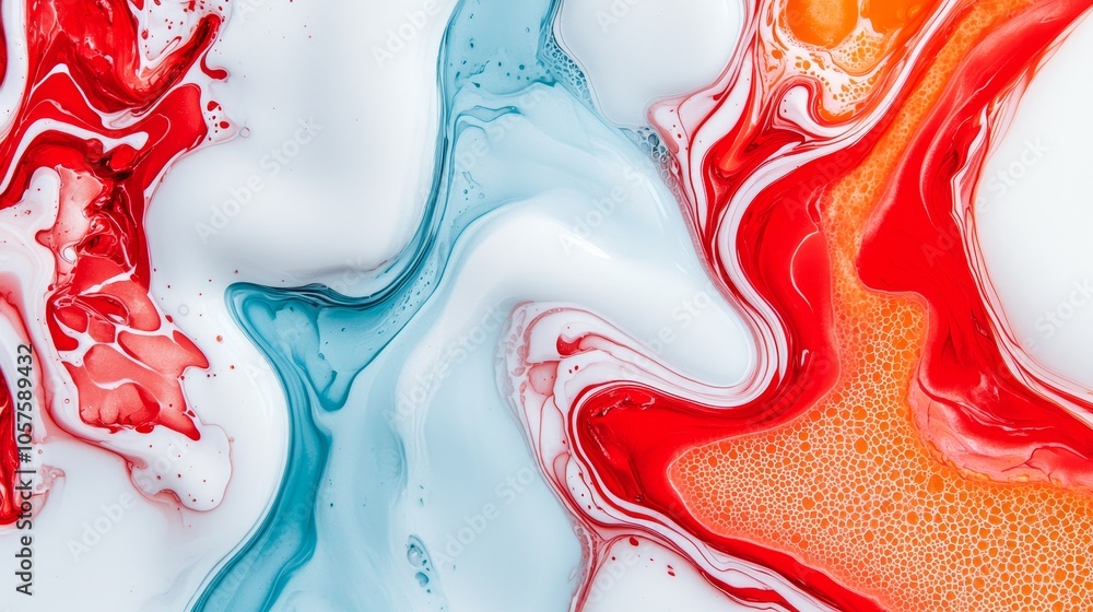 Aufkleber dynamic swirls of color an abstract exploration of red blue and white in fluid motion and texture