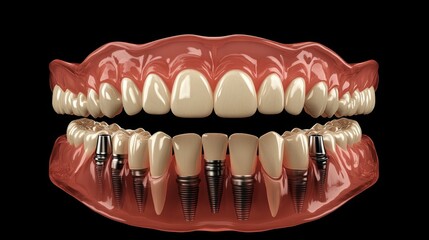 Obraz premium Dental Implants and Denture Model