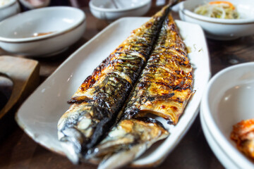 a Korean dish with grilled fish
