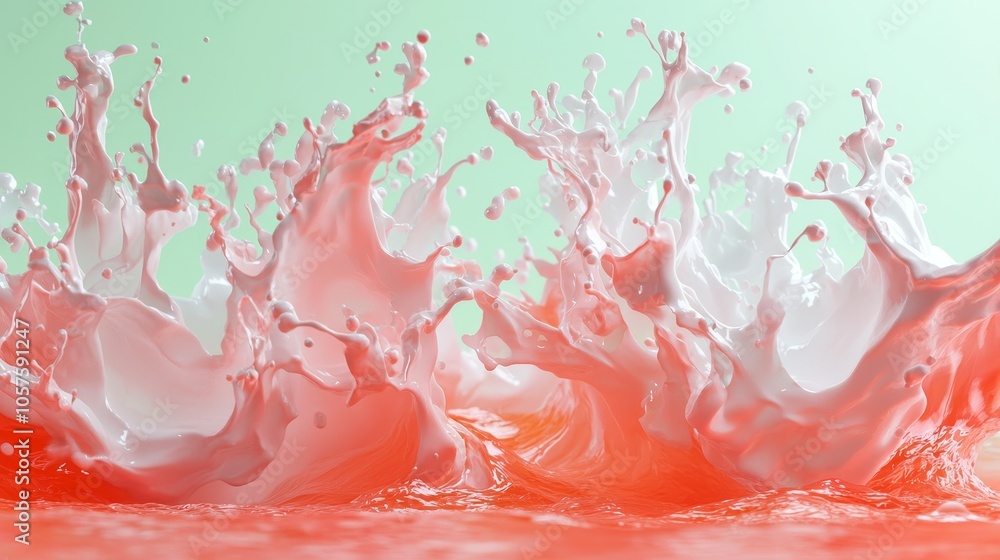 Poster vibrant splashes of liquid art an abstract representation of fluid dynamics captivating the eye with
