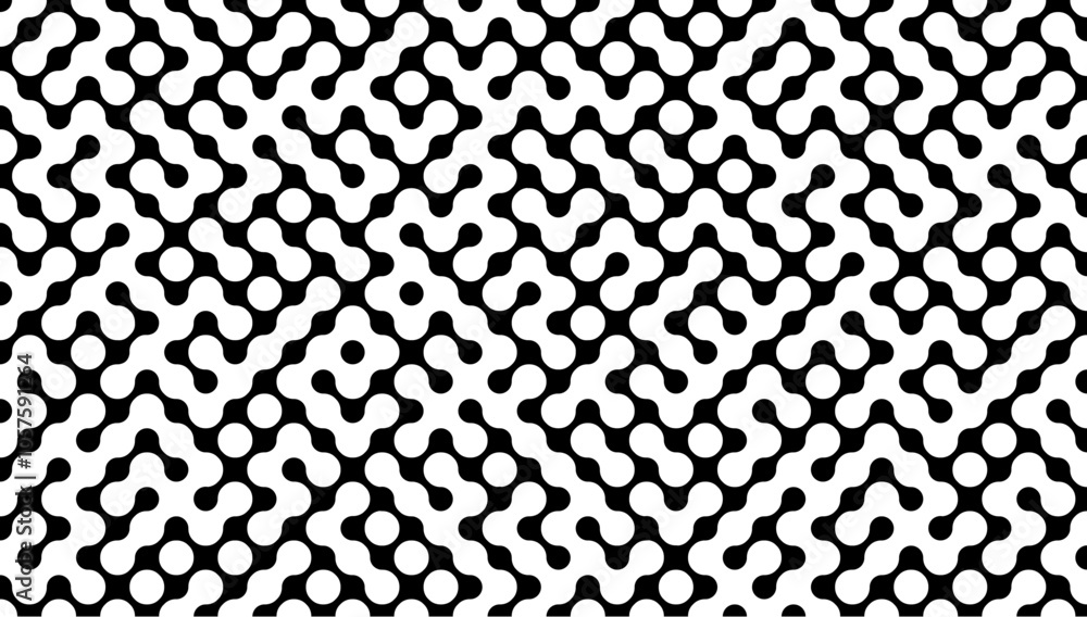 Wall mural metaball black shapes on white background pattern. modern metaball graphic design, connected liquid 