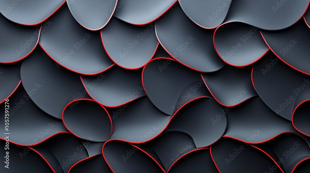 Poster abstract gray and red curved shapes pattern background