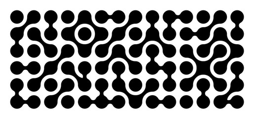 Metaball Texture. Vector Connect Rounded Shapes. Abstract Geometric Black Dots on White Background. Morphing Blob Elements Pattern