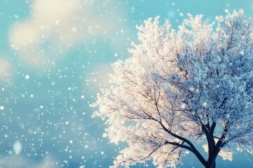 Winter  Winter background with snow covered tree