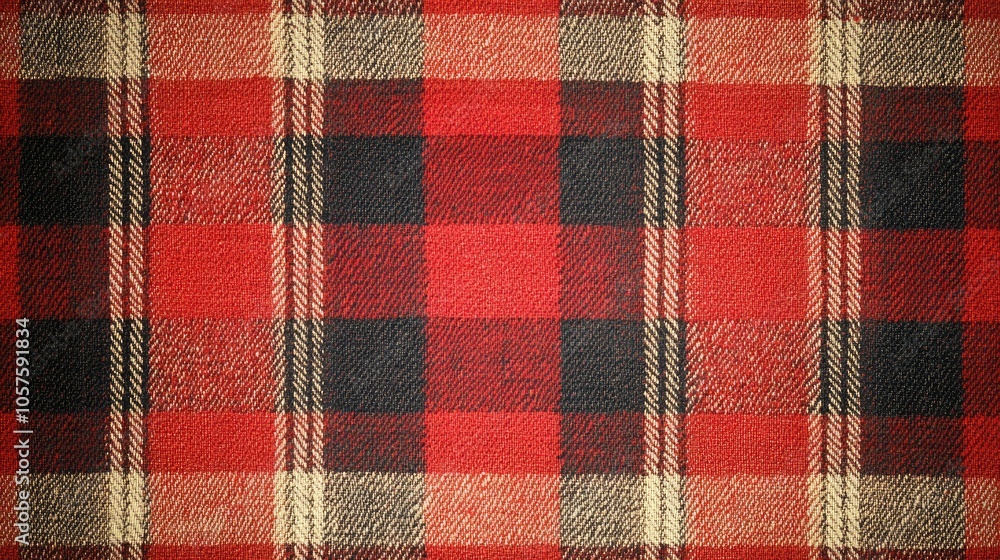 Poster red tartan textile sample featuring checked patterns