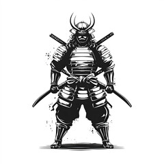 Obraz premium Samurai Silhouette, Illustration Isolated On White Background