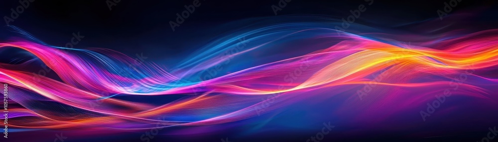 Poster vibrant abstract waves of color blend seamlessly in this dynamic digital artwork, creating a sense o