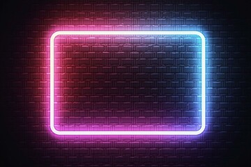 Illuminated Neon Border on Brick Wall – Perfect for Modern Art, Advertising, and Vibrant Backgrounds