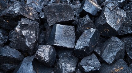 Close up of a dense pile of assorted coal types