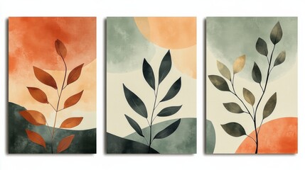 Abstract Botanical Triptych
