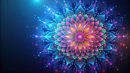 Fototapeta premium Abstract Rendering of Stylish Mandala Flower Particles in Vibrant Colors