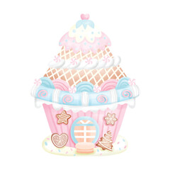 christmas cookies house, illustration