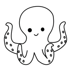 octopus cartoon outline image for coloring book