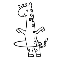 Zoo animal for children coloring book. Funny giraffe in a cartoon style