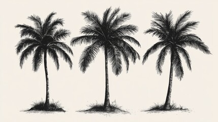 Obraz premium Three Palm Trees Silhouette