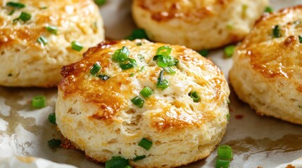 Cheddar biscuits with green onions and cheese