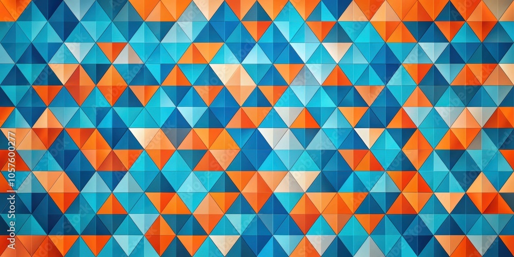 Wall mural modern abstract geometric pattern with blue and orange triangles for digital design projects