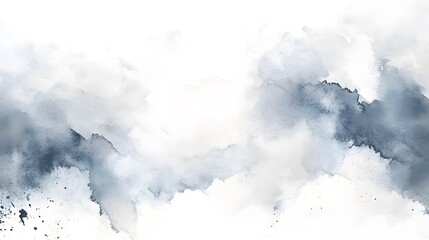 Watercolor Artistic using soft, brushy watercolor strokes, Soft Color, Single object picture - a sleek set of white kitchen cabinets