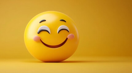 Fototapeta premium Smiling Emoji on Yellow Background