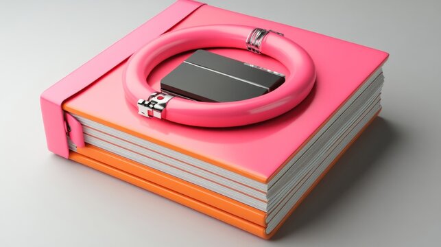 Stacked Books with Modern Padlock
