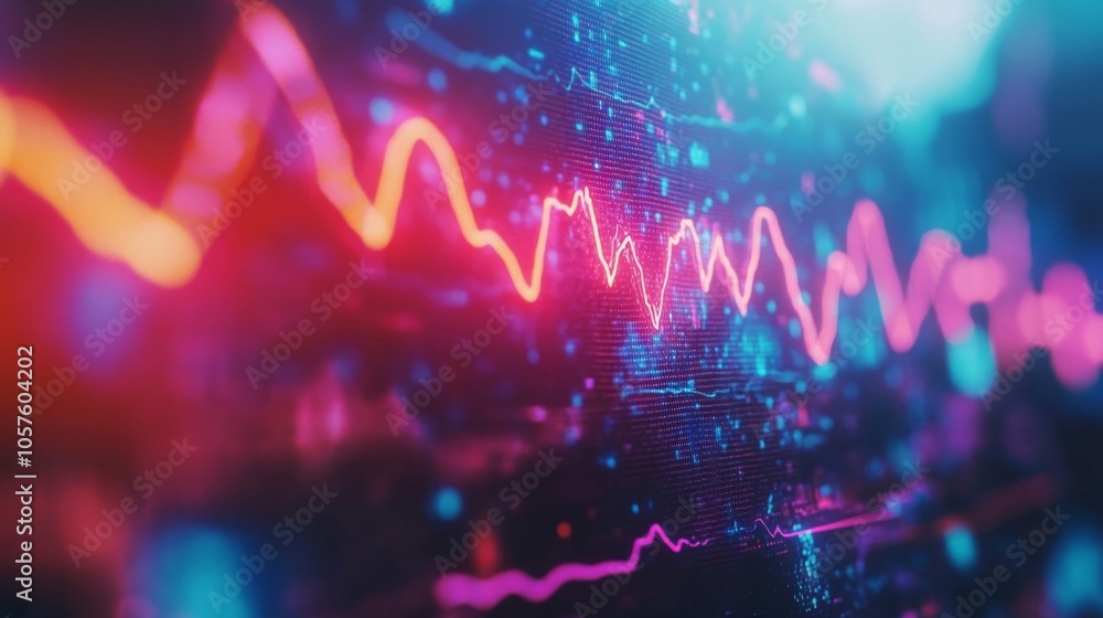 Fototapete vibrant data analysis with colorful graph lines