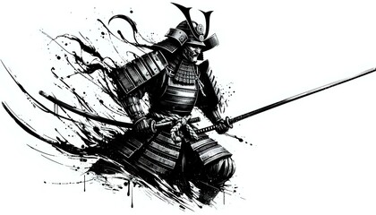 Majestic Samurai in Battle Stance
