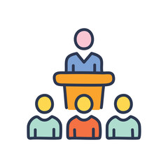 Speaker and audience. Presentation, lecture, address,  conveying information, ideas, knowledge sharing, group discussion, teamwork,  community engagement.