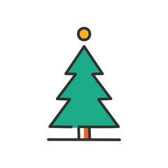 Festive evergreen tree icon. Simple Christmas tree illustration, symbolizing winter holidays, joy, and celebration.  Perfect for seasonal designs.