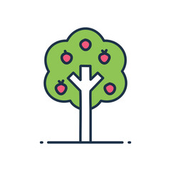Fruit tree icon. Simple illustration of a fruitful tree, symbolizing growth, abundance, and prosperity.  Perfect for nature themes.