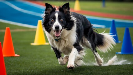 Energetic Border Collie in Action on Training Course